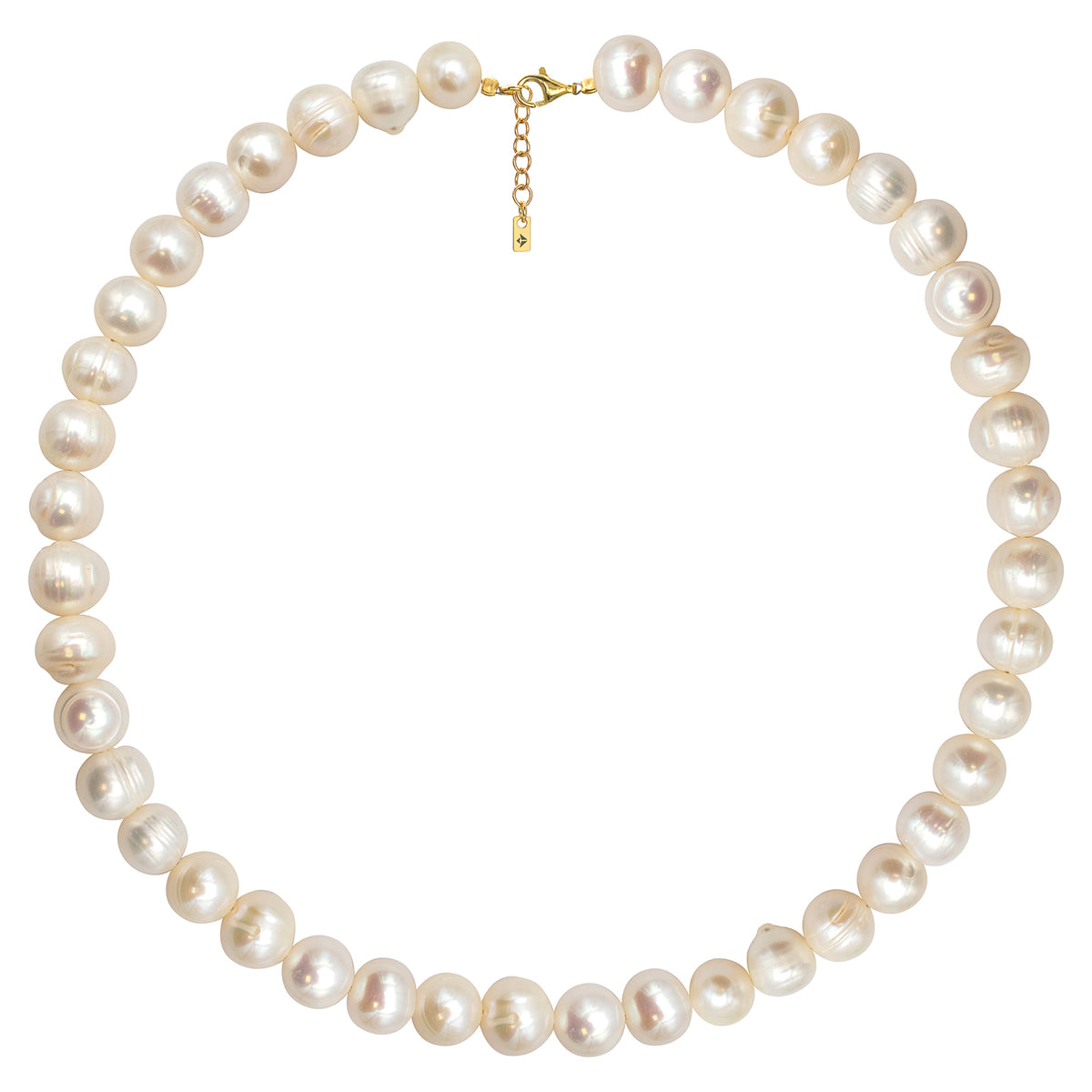 Colier perle de cultura argint, Shell Shimmer - placat aur galben 18 K