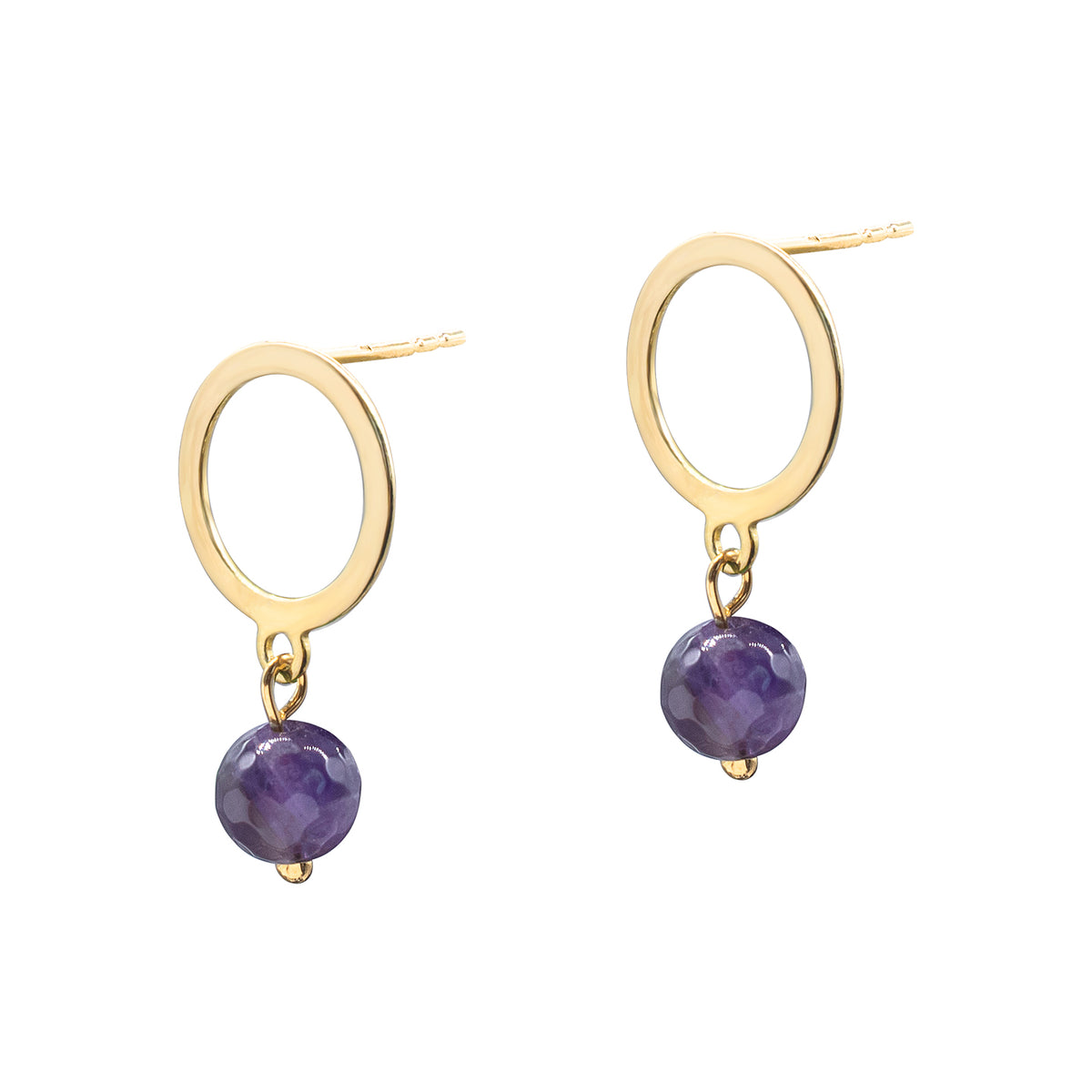Cercei cerc Amethyst Glow - Placati cu aur galben