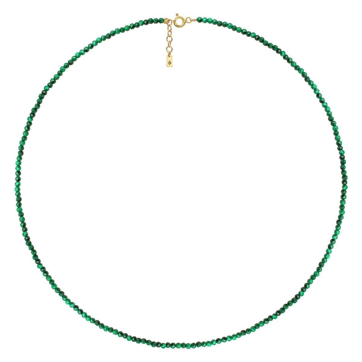 Colier argint cu malachit natural, Green Glamour - placat aur galben 18 K