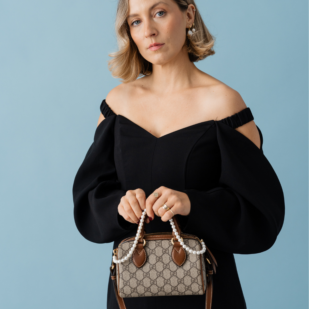 Perla9 Lant telefon / Colier / Curea THE CLASSY accesoriu multifunctional din perle scoica - placat cu aur galben