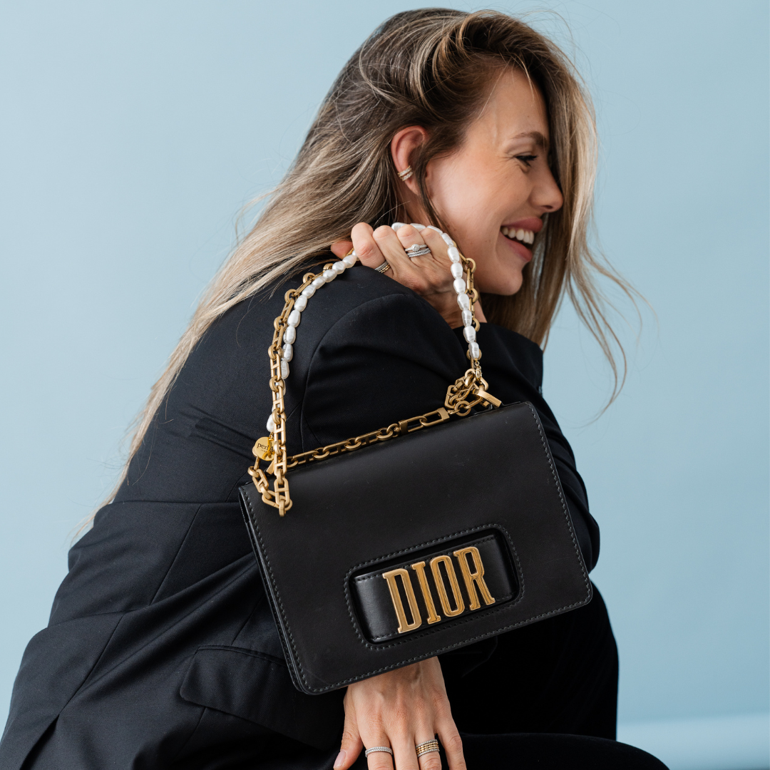 Perla9 Lant telefon / Colier / Curea THE ESSENTIAL accesoriu unisex multifunctional din perle sintetice - placat cu argint