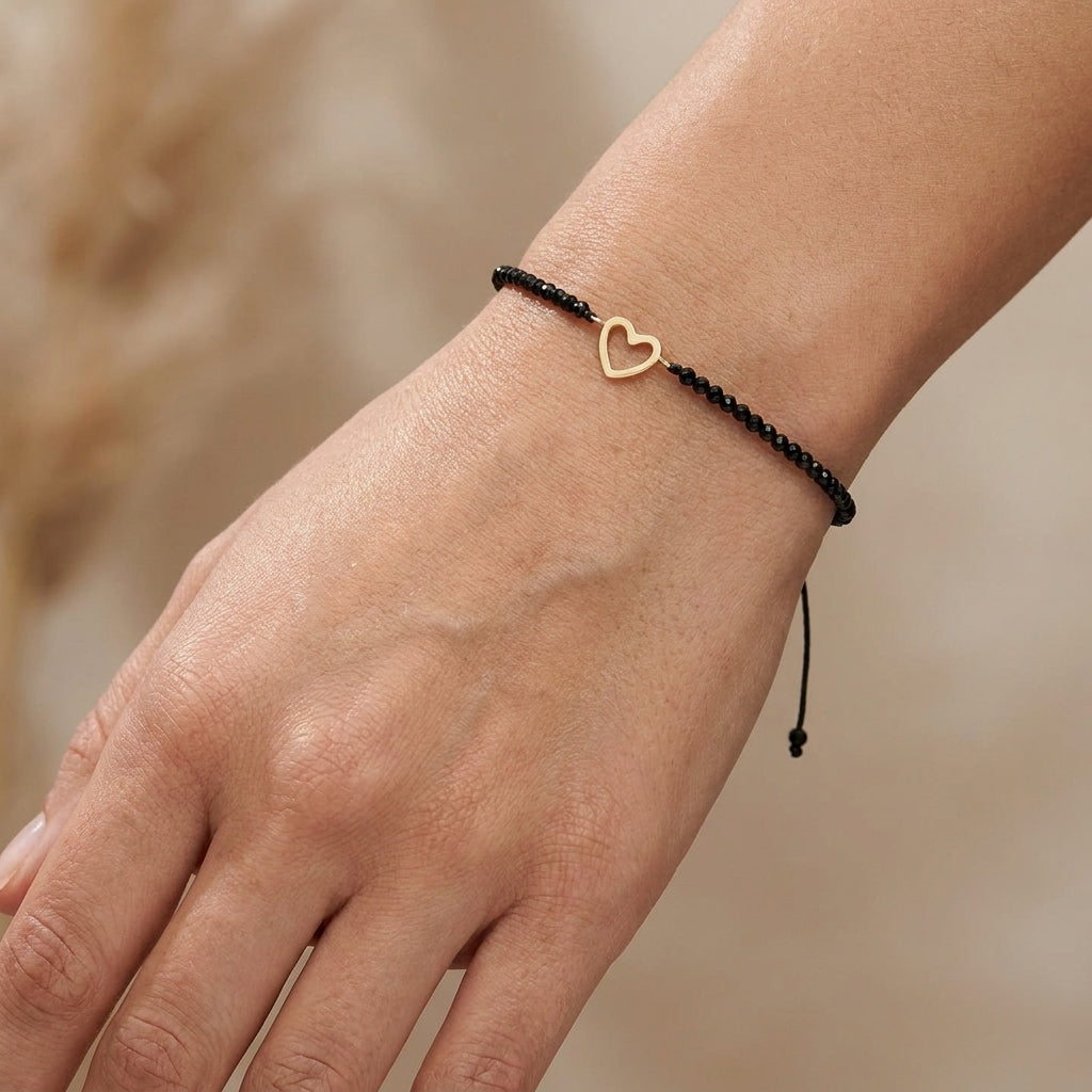 Bratara Aur 14K Premium dama - spinel si inima (14 mm)