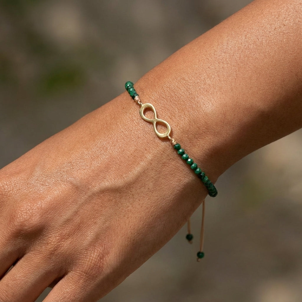 Bratara Aur 14K Premium dama - malachit si infinit
