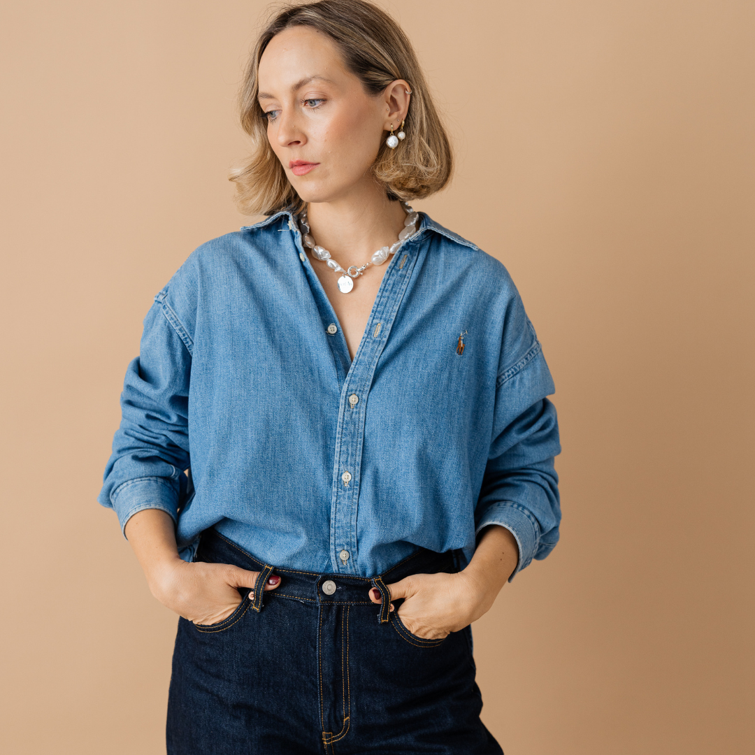 Perla9 Lant telefon / Colier / Curea THE CHUNKY accesoriu multifunctional din perle sintetice - placat cu aur galben