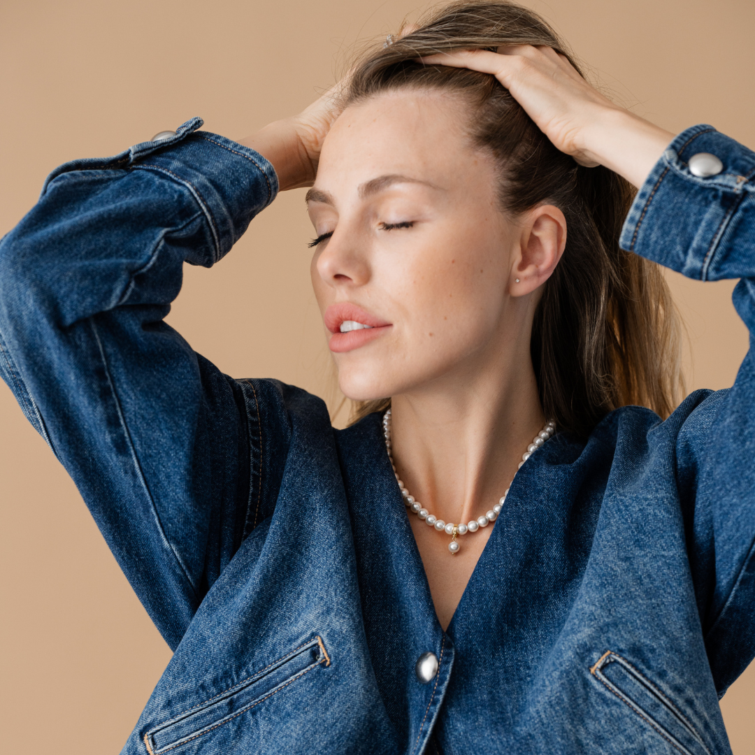 Perla9 Lant telefon / Colier / Curea THE CLASSY accesoriu multifunctional din perle scoica - placat cu argint