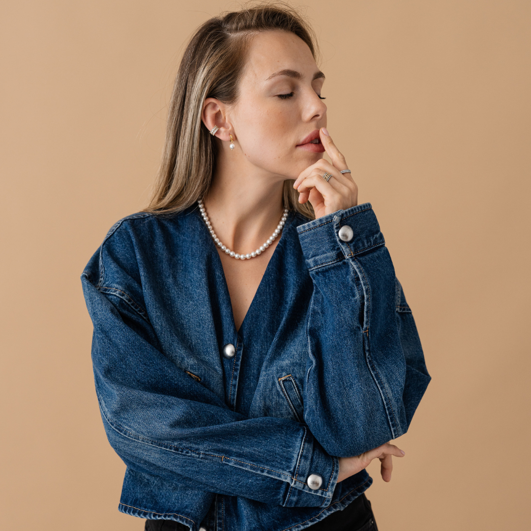 Perla9 Maner telefon / Colier THE CLASSY accesoriu multifunctional din perle scoica - placat cu aur galben