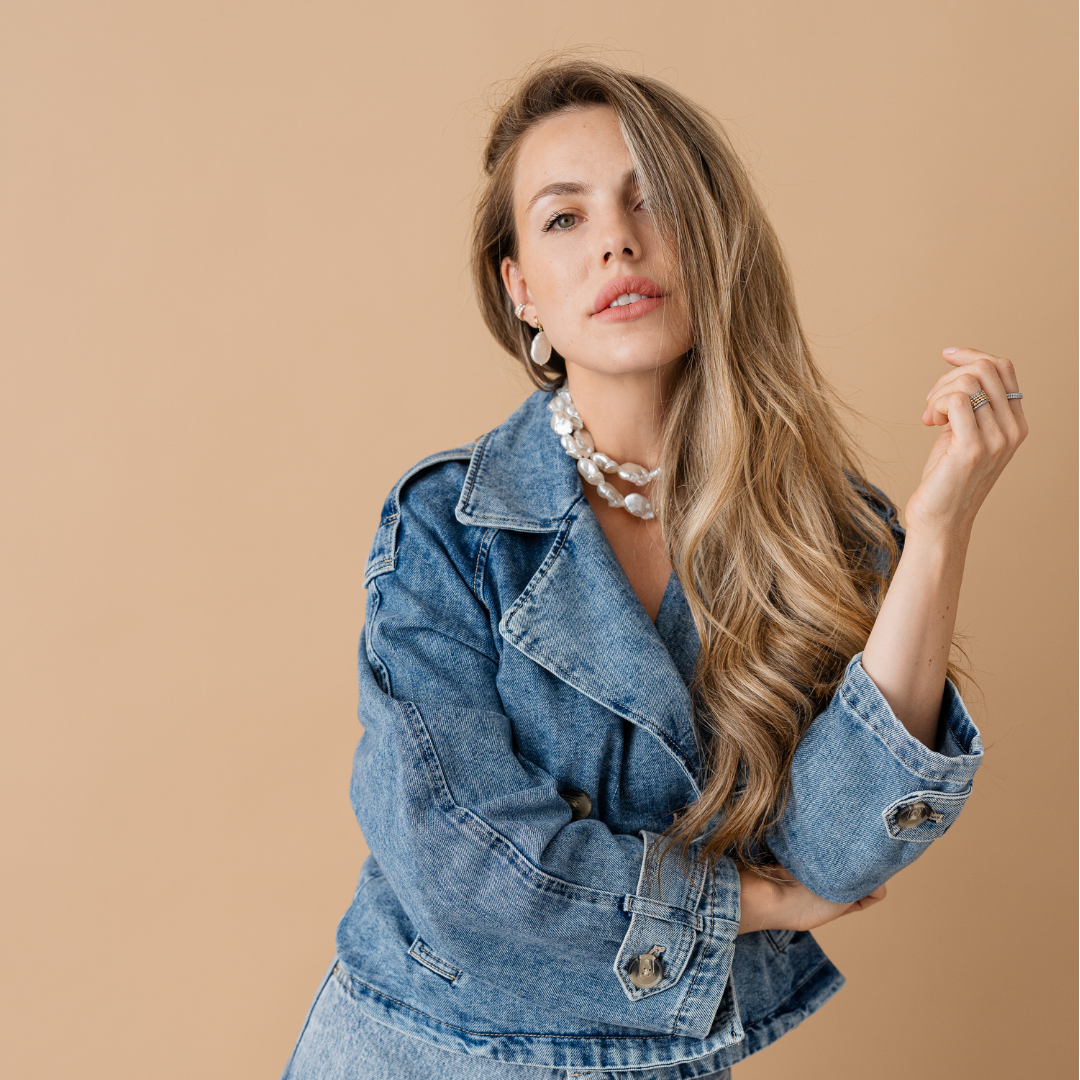 Perla9 Lant telefon / Colier / Curea THE CHUNKY accesoriu multifunctional din perle sintetice - placat cu aur galben