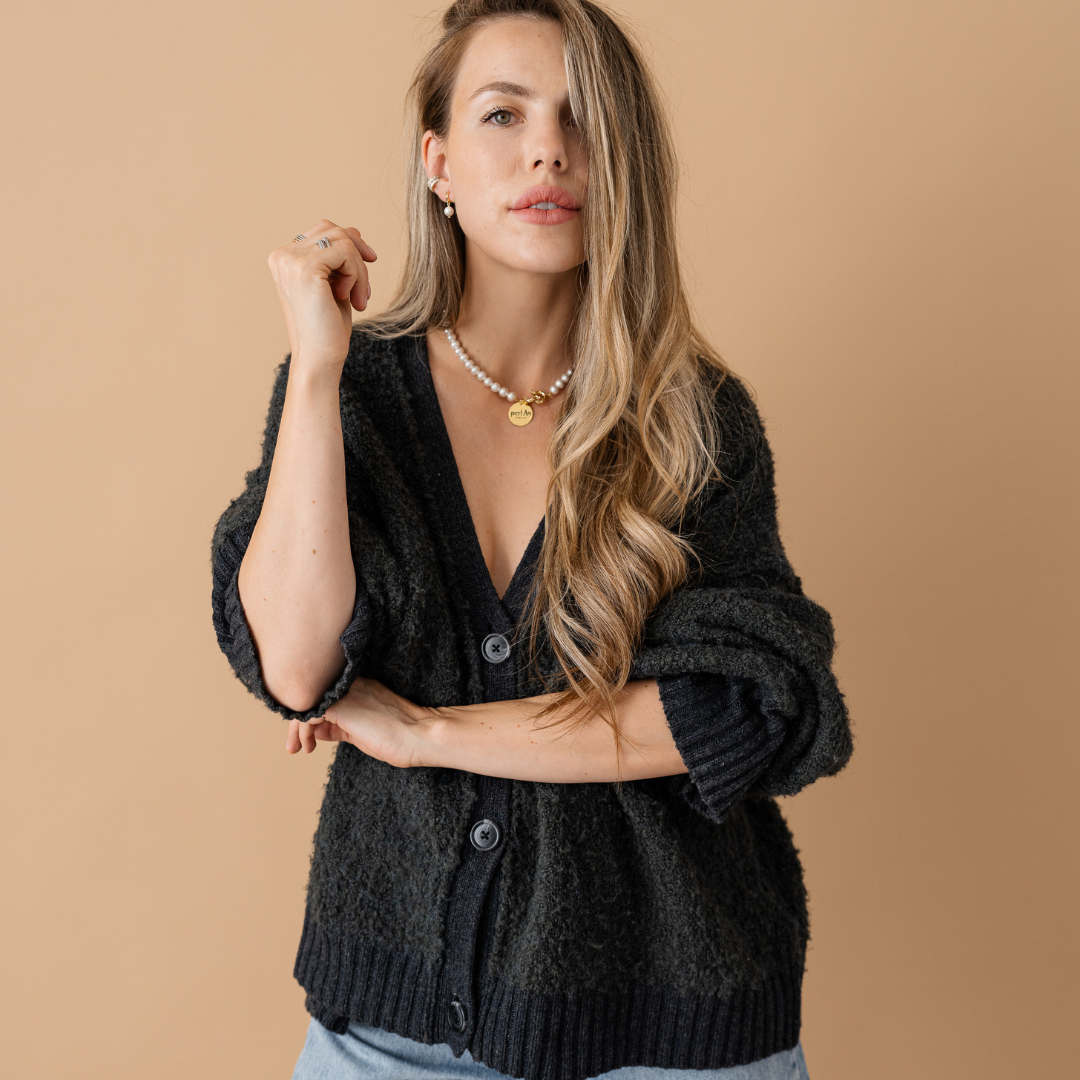 Perla9 Lant telefon / Colier / Curea THE CLASSY accesoriu multifunctional din perle scoica - placat cu argint