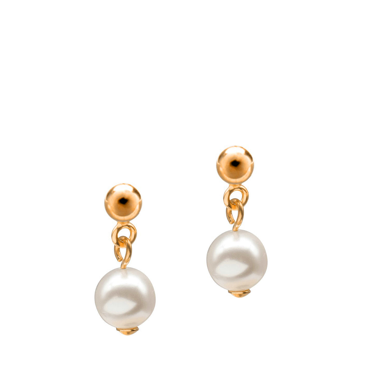Cercei perle argint Pur Blanca - placati aur galben 18K