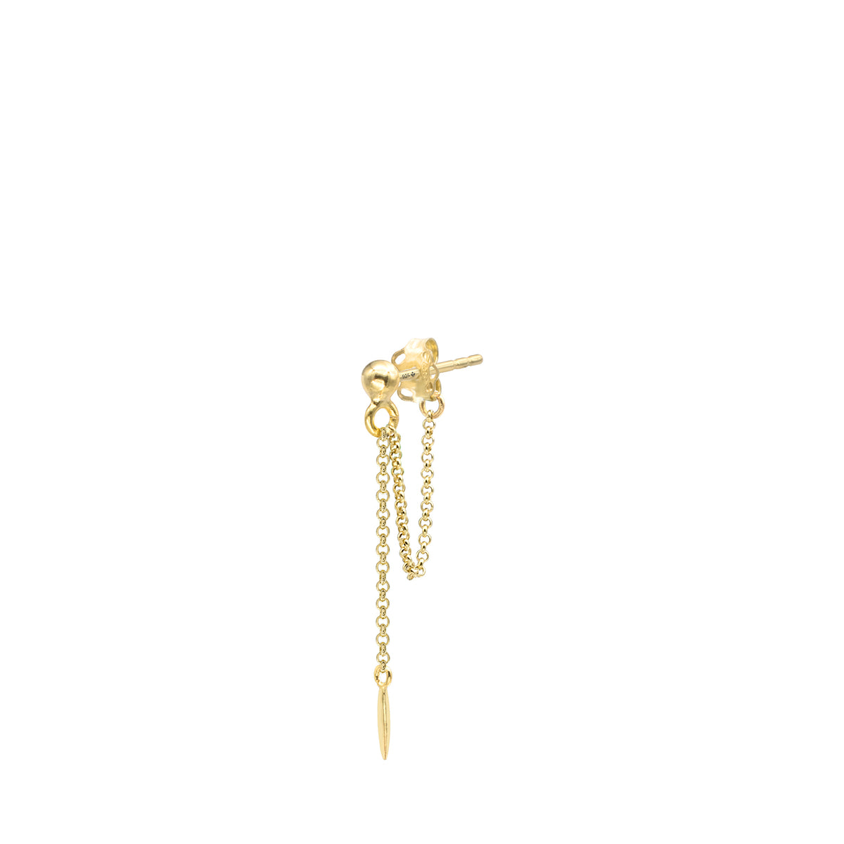 Cercel argint cu lant No Brakes - placat aur galben 18K