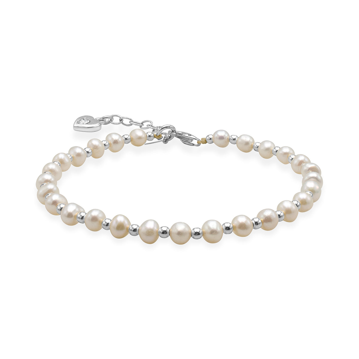 Bratara perle si bilute argint Heart Pearl