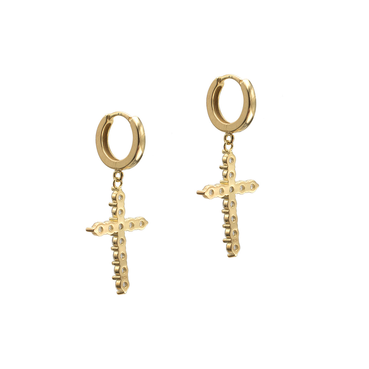 Cercei argint cruce cu pietre Have Faith - placati aur galben 18K