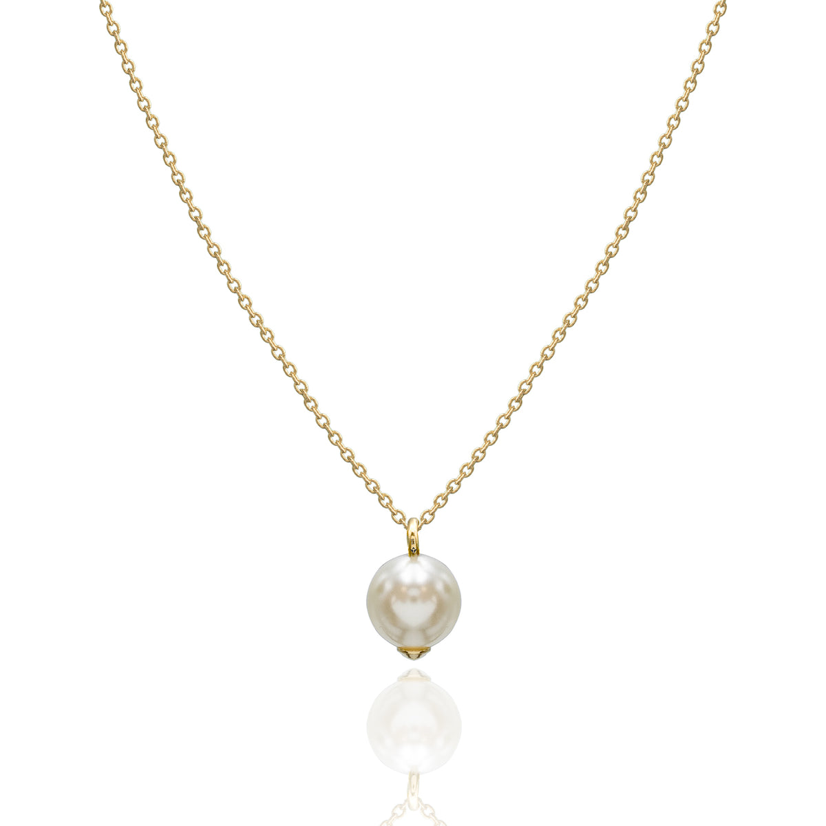 Lantisor argint cu perla Single Pearl - placat aur galben 18K