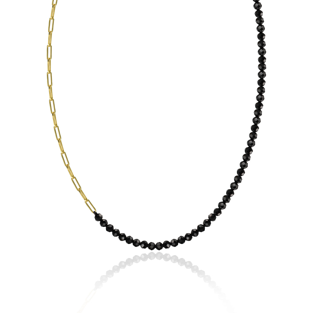 Colier argint lant si onix My Way - placat aur galben 18K