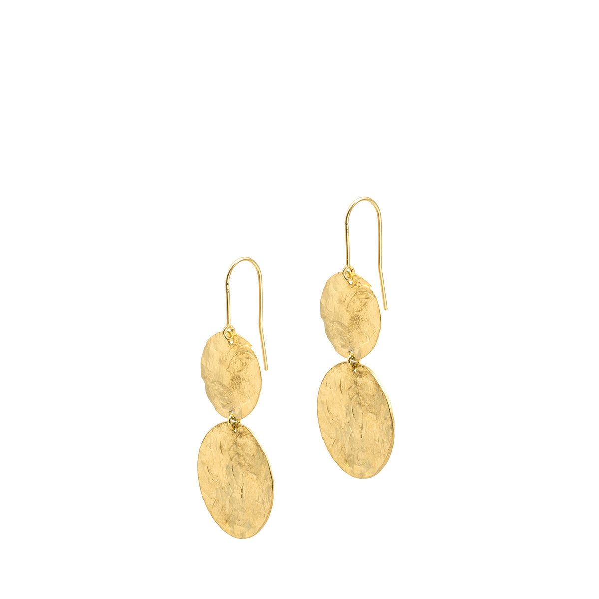 Cercei rotunzi argint cu banut Greek Chic - placati aur galben 18K