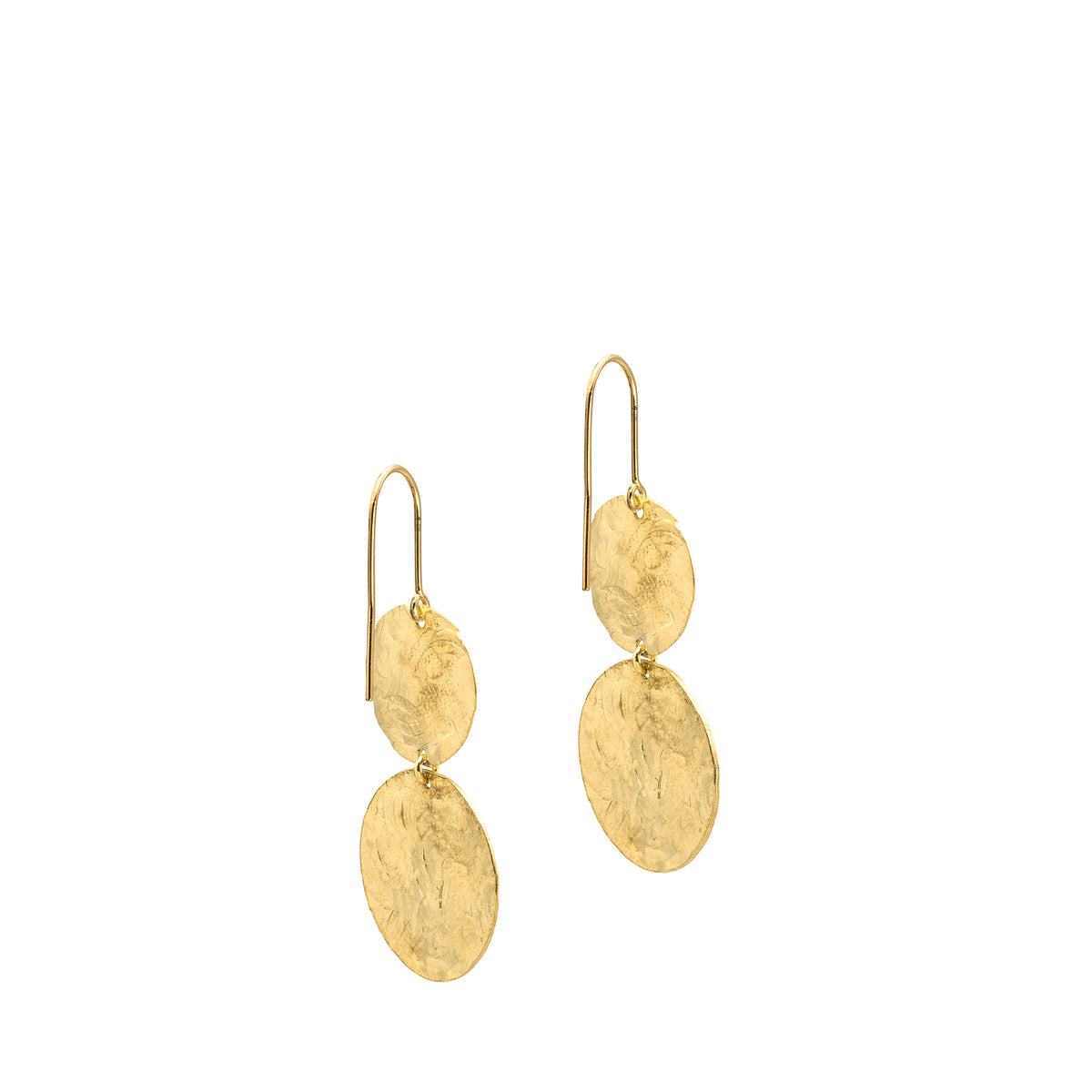 Cercei rotunzi argint cu banut Greek Chic - placati aur galben 18K