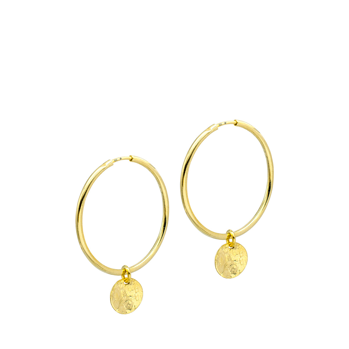 Cercei rotunzi argint creole Hoopy Loopy - placati aur galben 18K