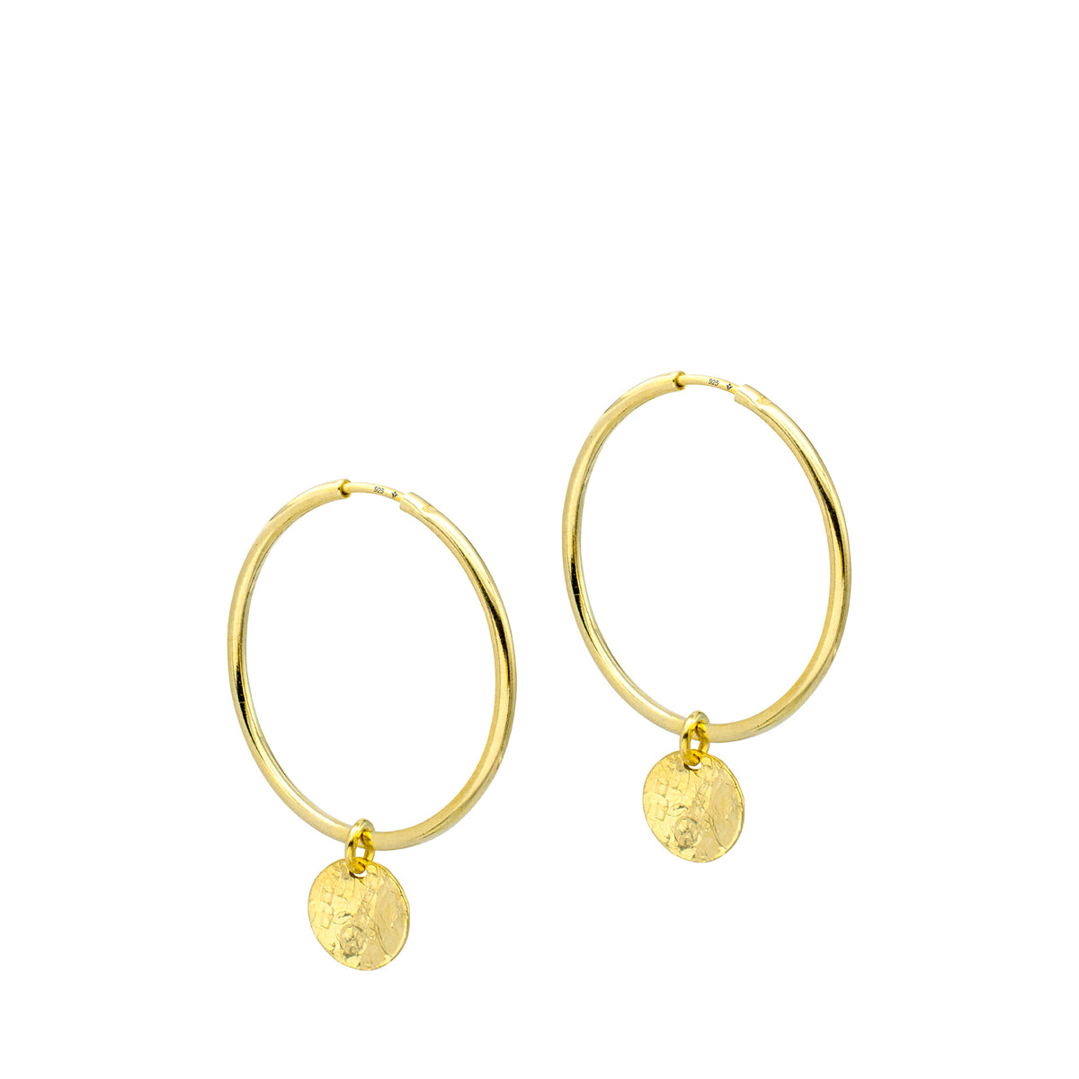 Cercei rotunzi argint creole Hoopy Loopy - placati aur galben 18K