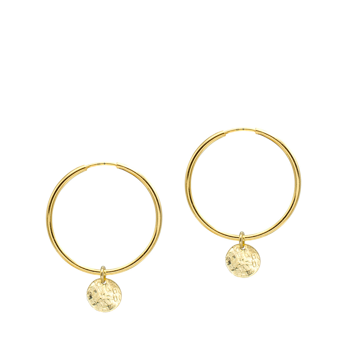 Cercei rotunzi argint creole Hoopy Loopy - placati aur galben 18K