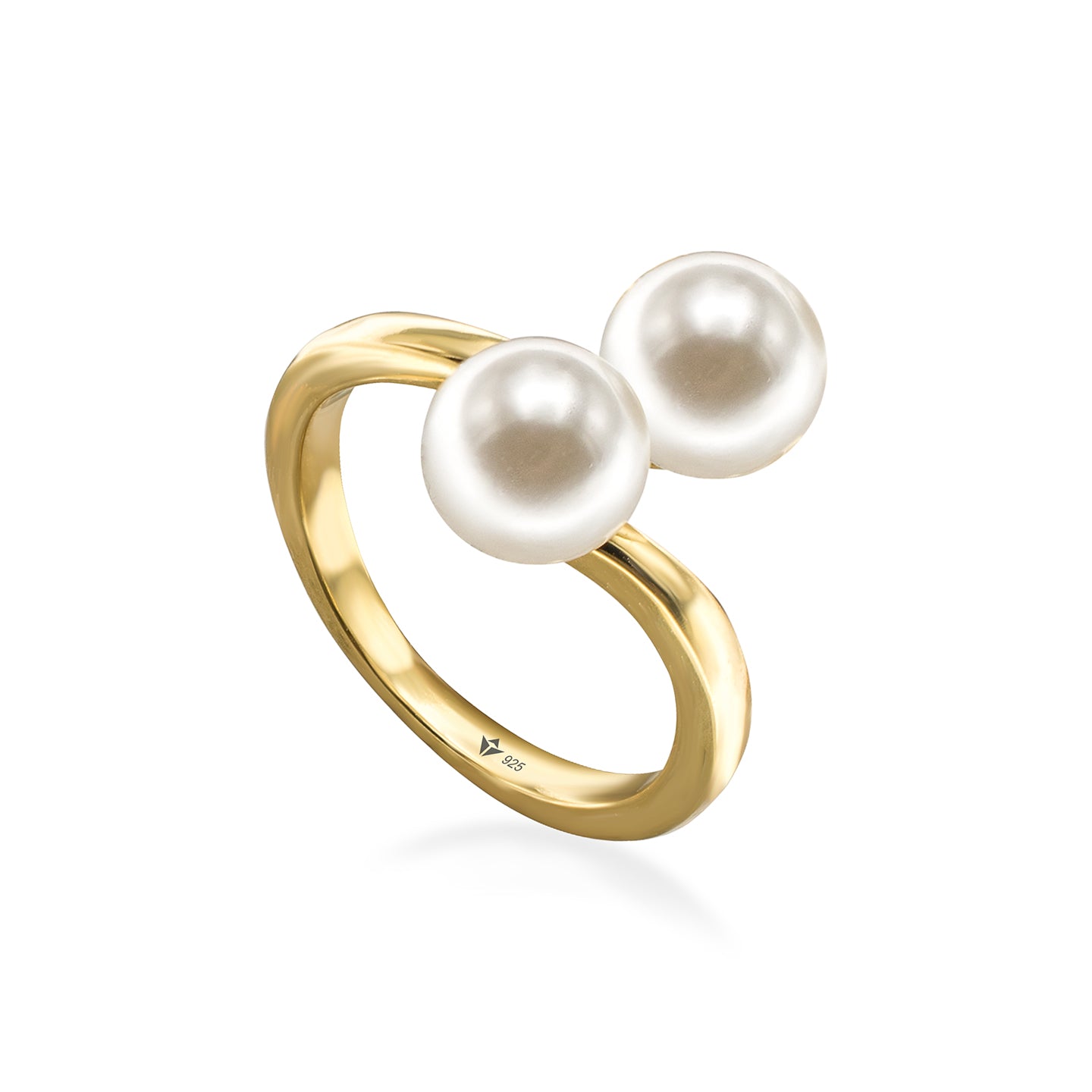 Inel reglabil argint cu perle Pretty Woman - placat aur galben 18K