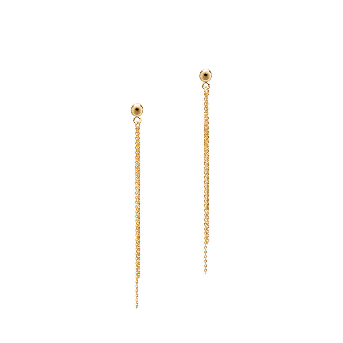 Cercei lungi argint Rain Drops - placati aur galben 18K