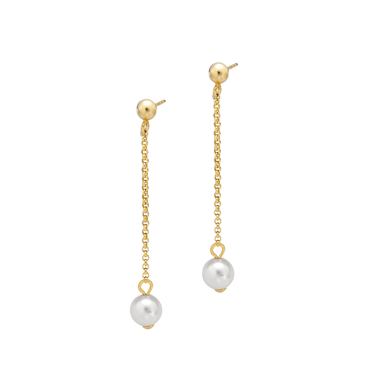 Cercei lungi argint perle Wrecking Pearl - placati aur galben 18K