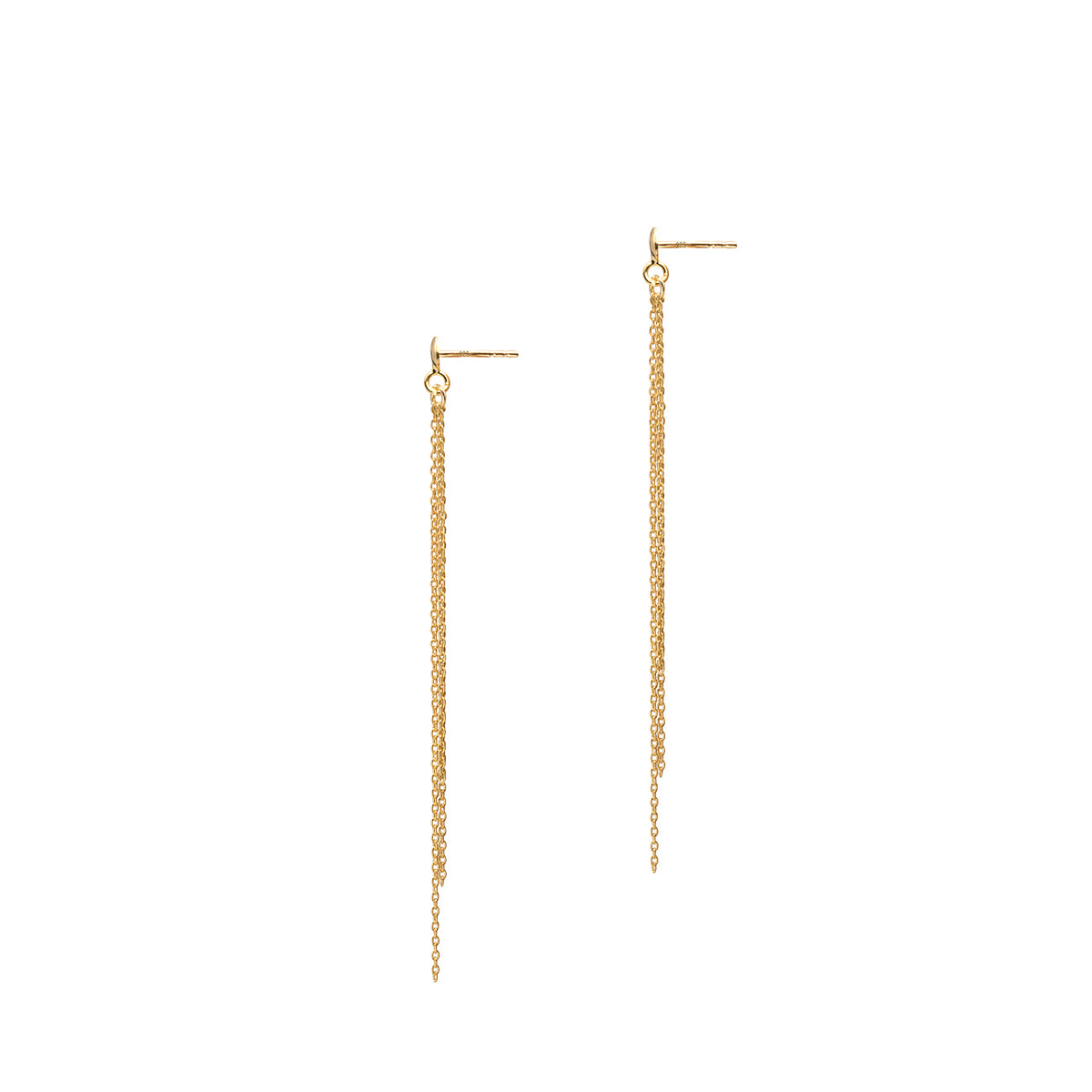 Cercei lungi argint Rain Drops - placati aur galben 18K