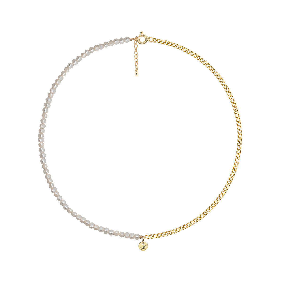 Colier perle si lant argint Halfy Half - placat aur galben 18K