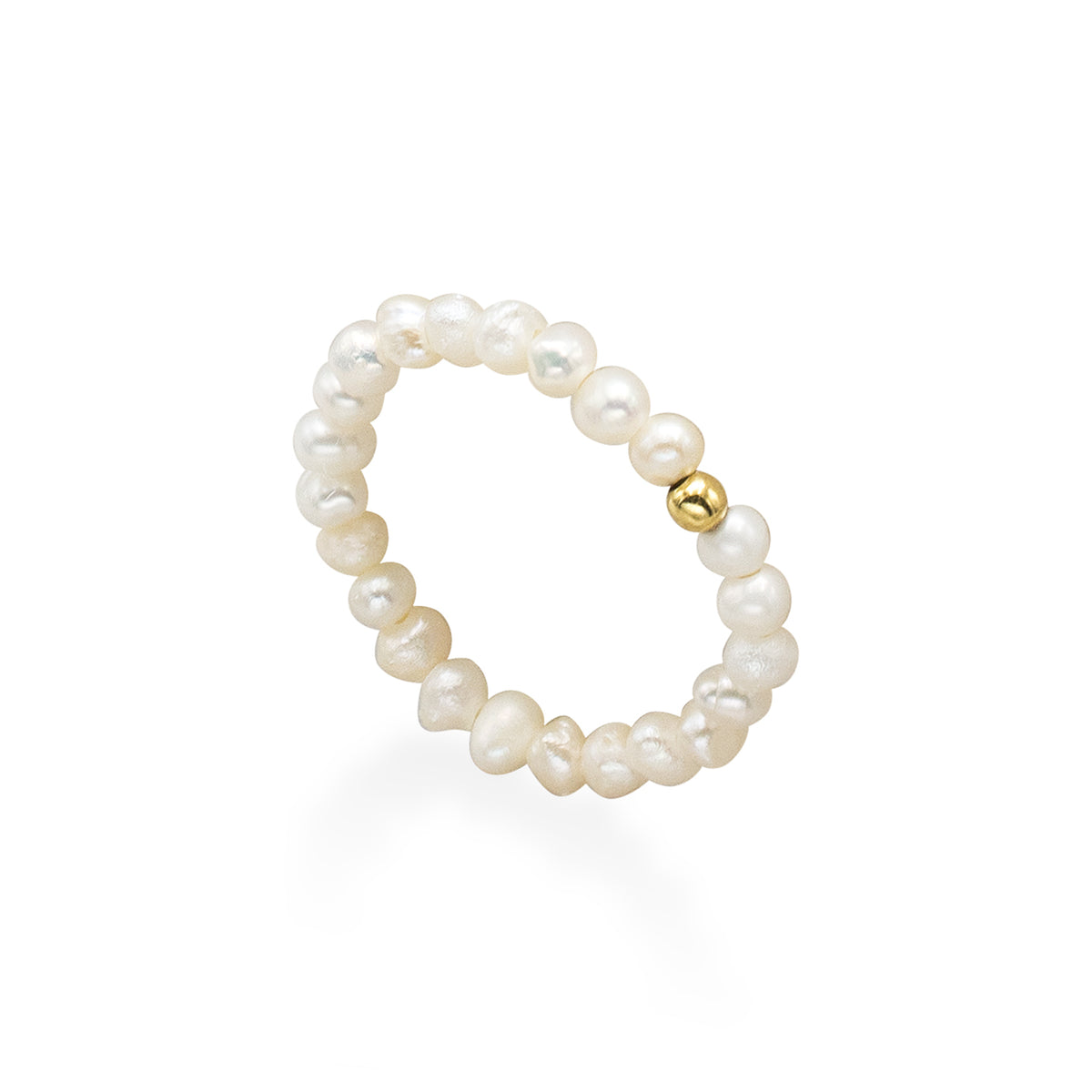 Inel perle cu biluta argint One Step - placat aur galben 18K