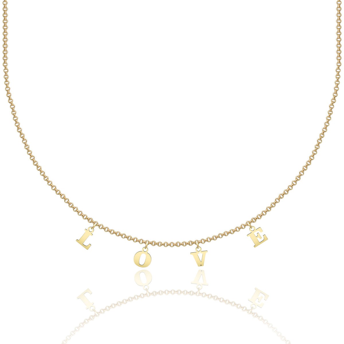 Lantisor argint love All You Need Is... - placat aur galben 18K