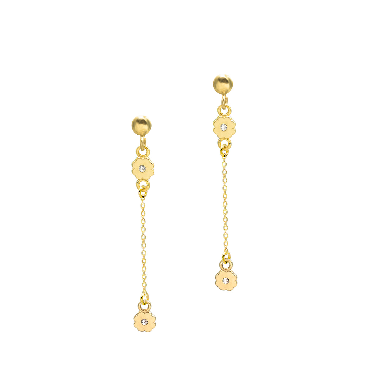 Cercei lungi argint floare Falling Off - placati aur galben 18K