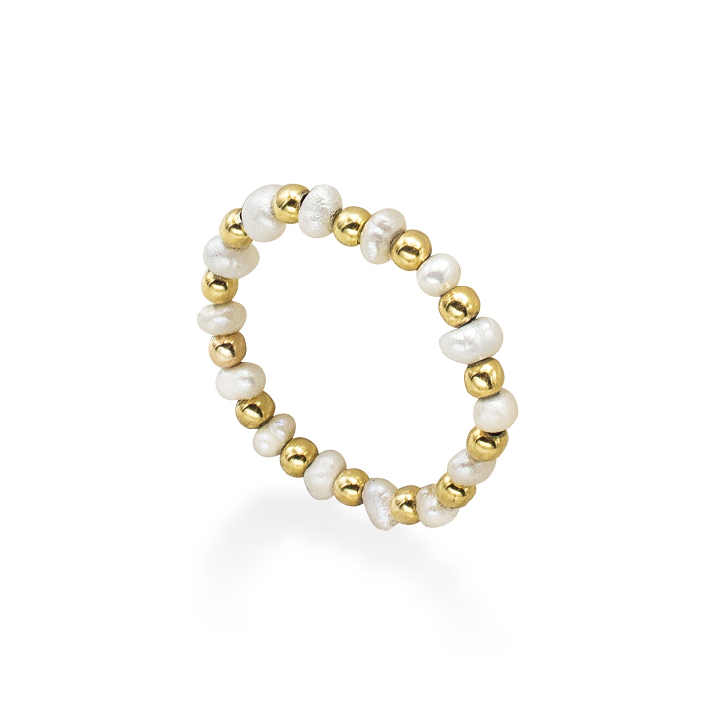 Inel perle cu bilute argint Balance - placat aur galben 18K