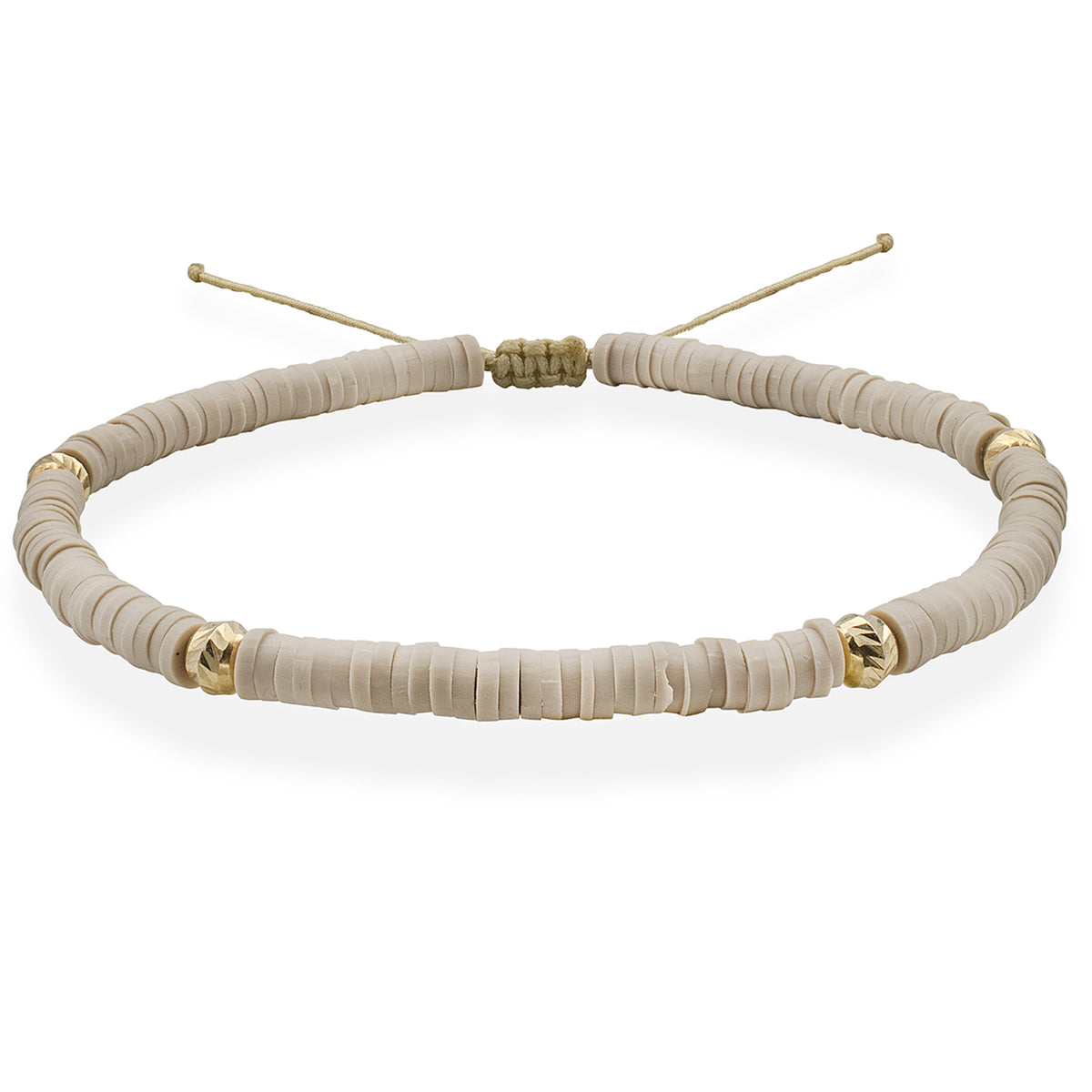 Bratara de picior argint cu bilute Soft Tan - placata aur galben 18K
