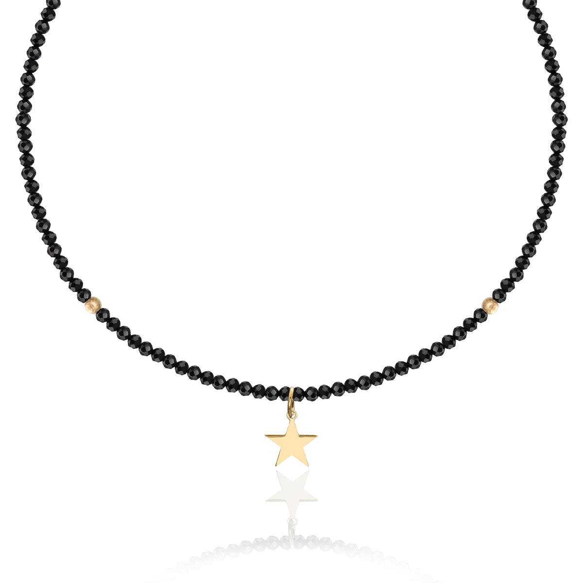 Colier aur cu pietre negre Majestic stea