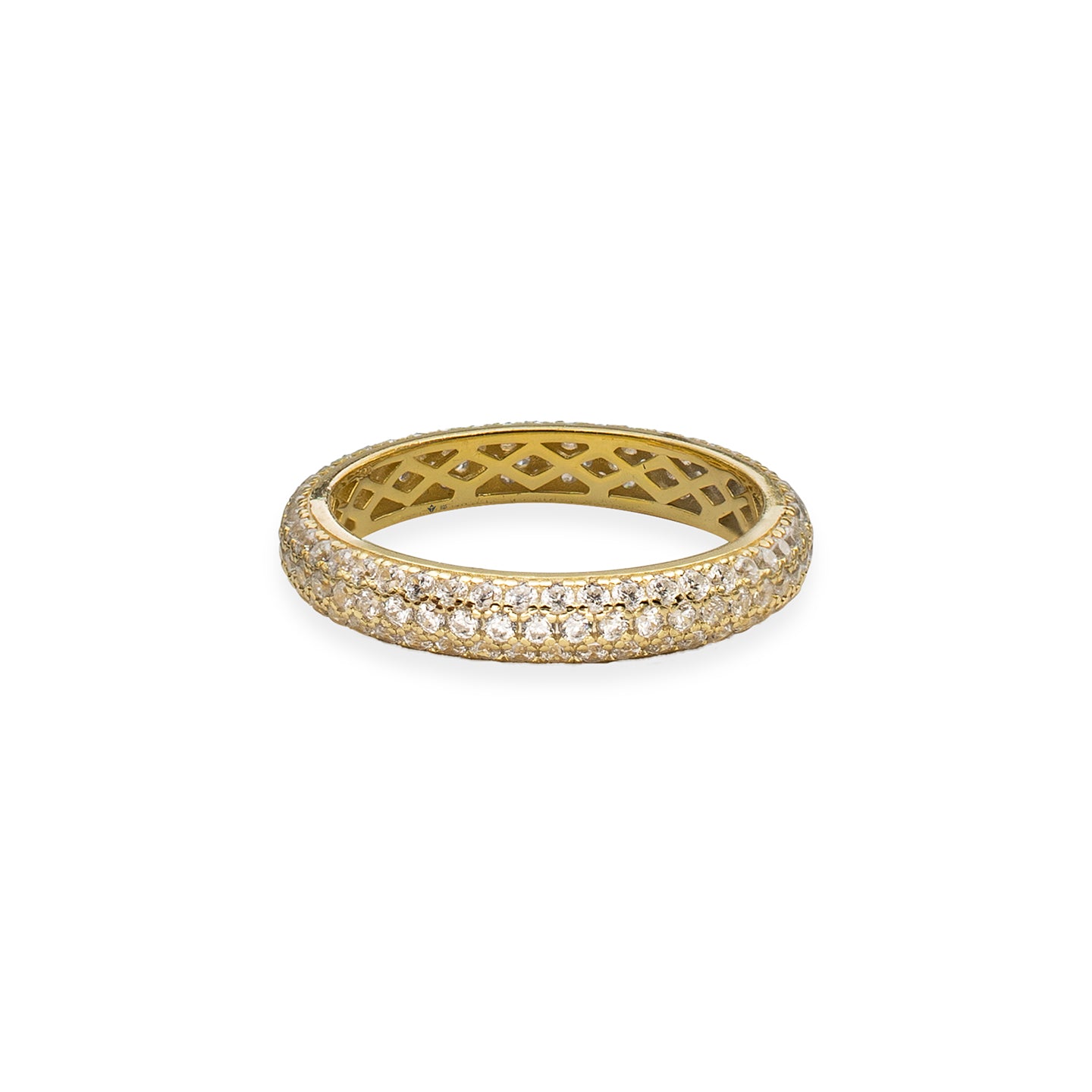 Inel argint cu pietre zirconiu Ring Dance - placat aur galben 18K