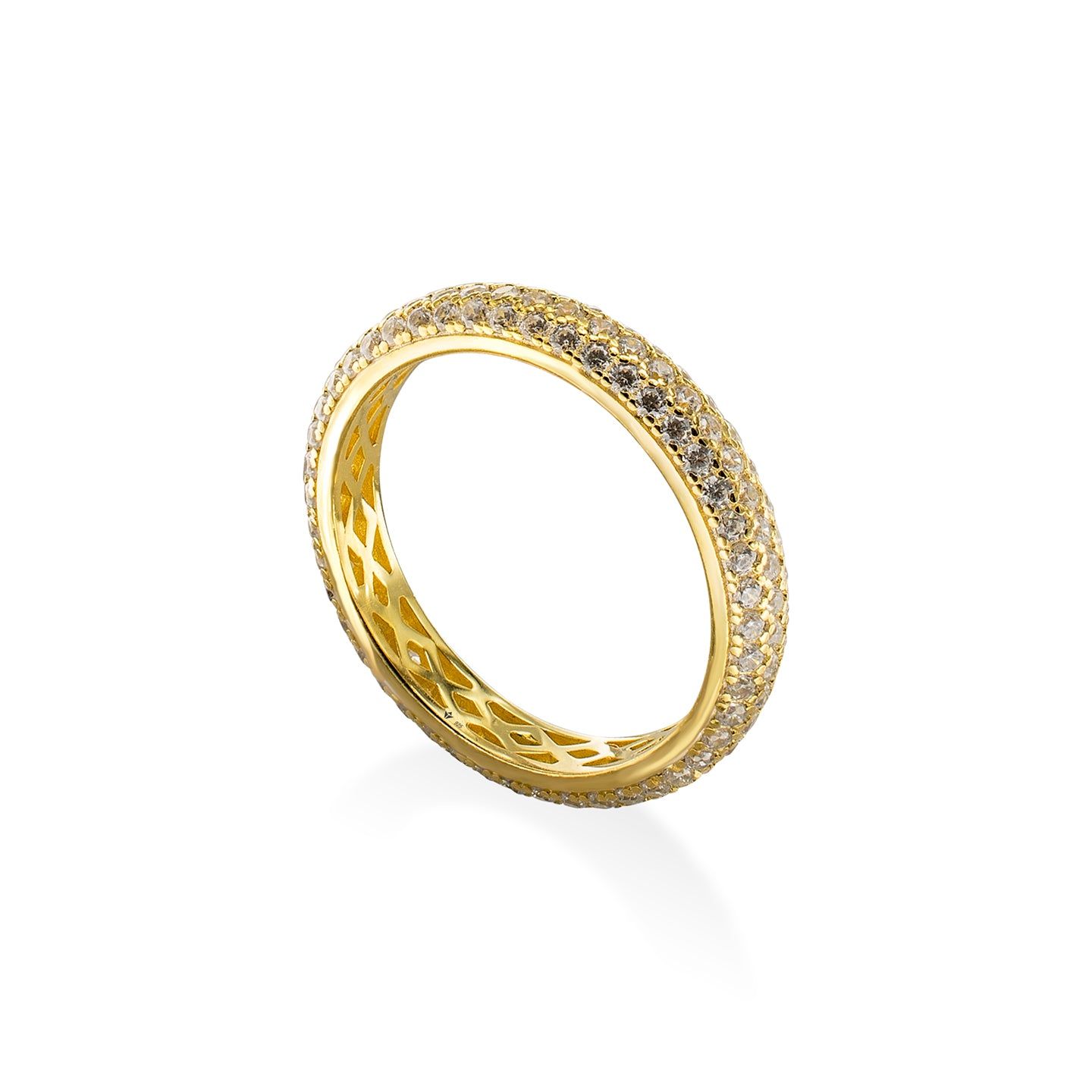 Inel argint cu pietre zirconiu Ring Dance - placat aur galben 18K