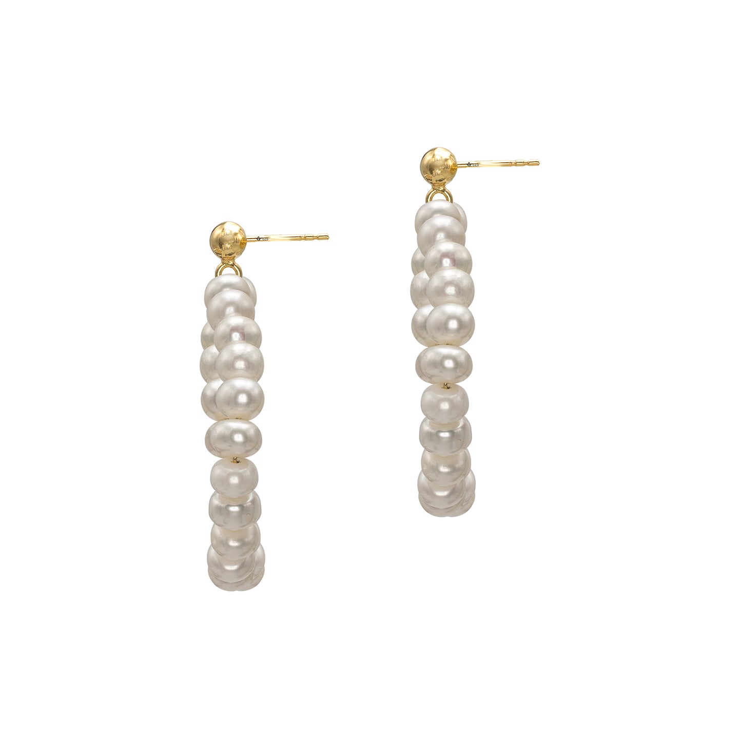Cercei rotunzi cu perle si argint Tender - placati aur galben 18K