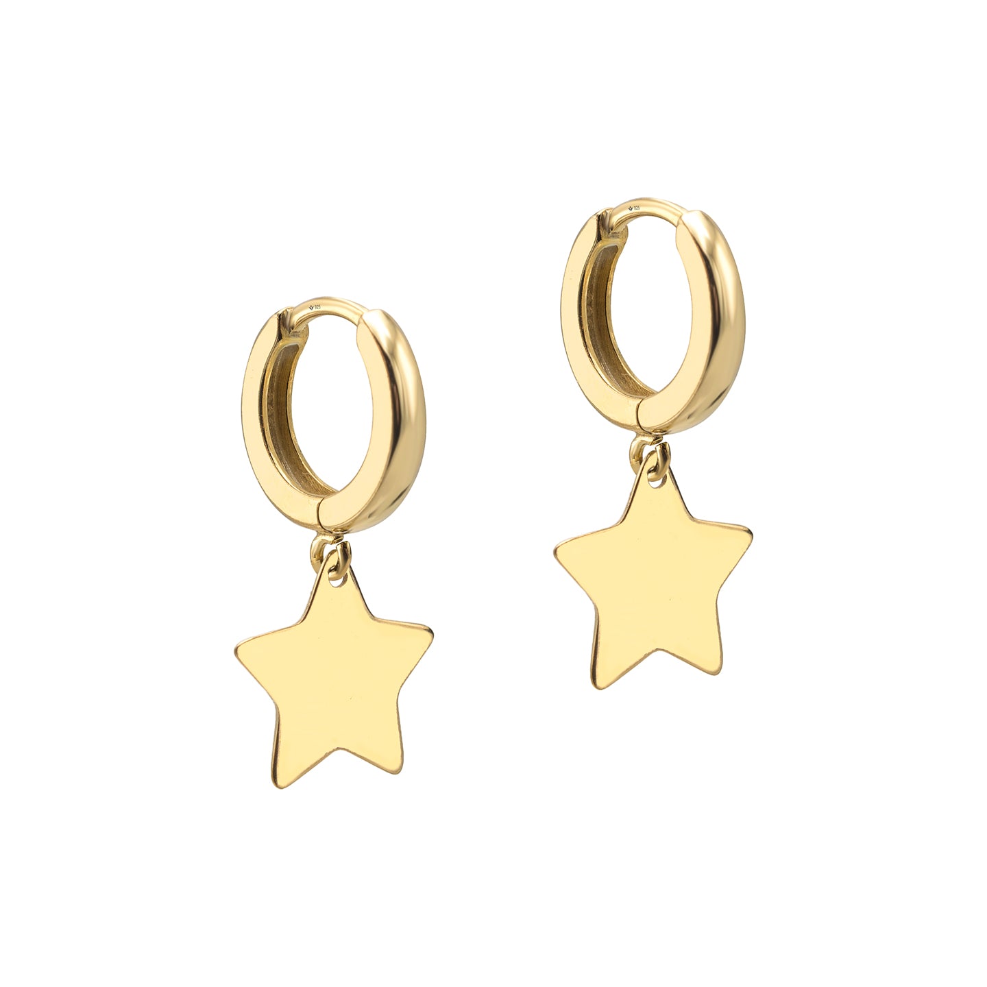 Cercei argint cu stea Rio Star - placati aur galben 18K