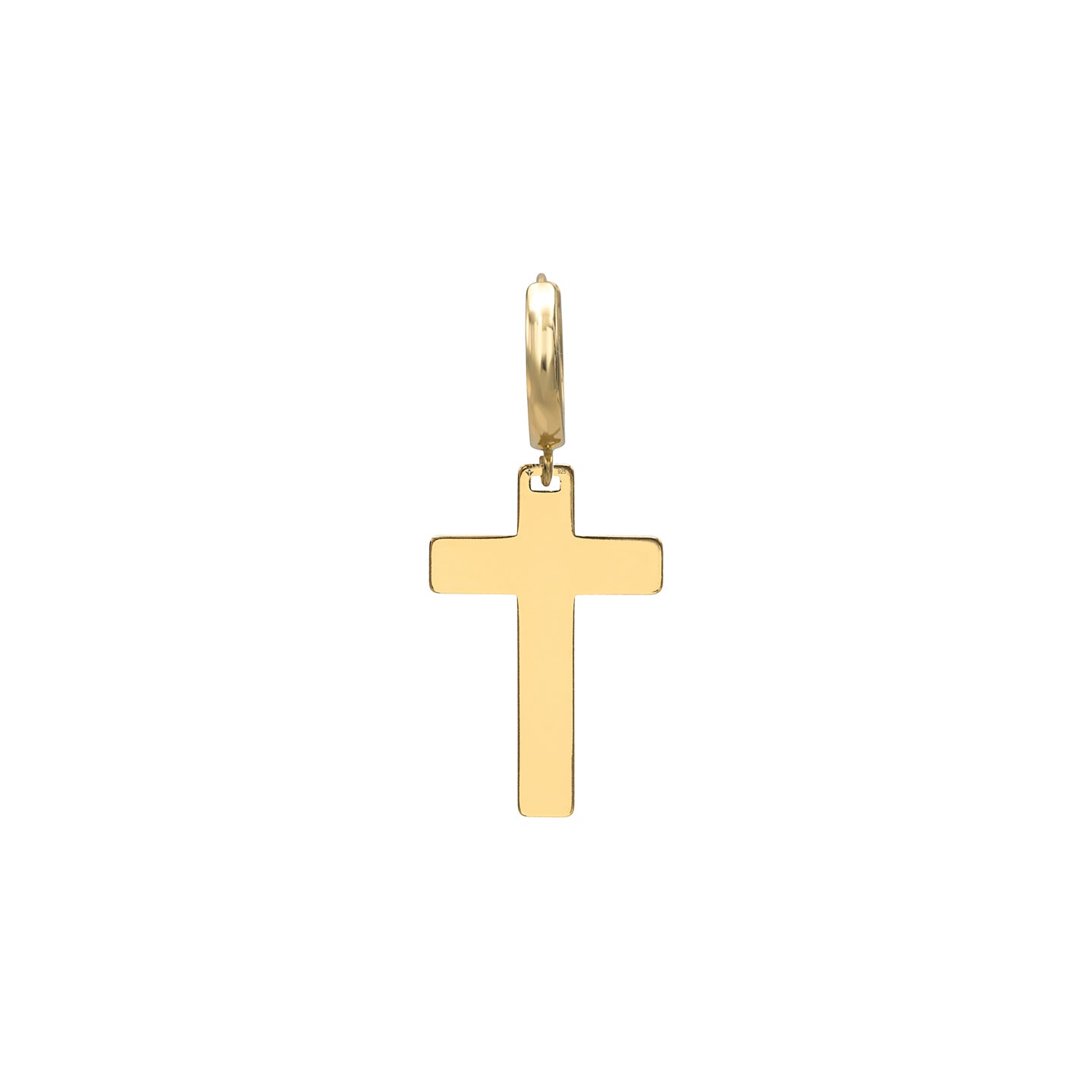 Cercel cruce argint Faithful - placat aur galben 18K