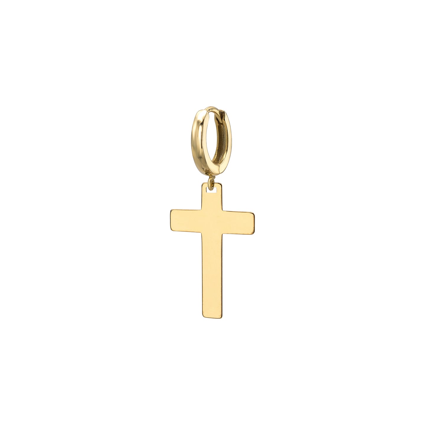 Cercel cruce argint Faithful - placat aur galben 18K