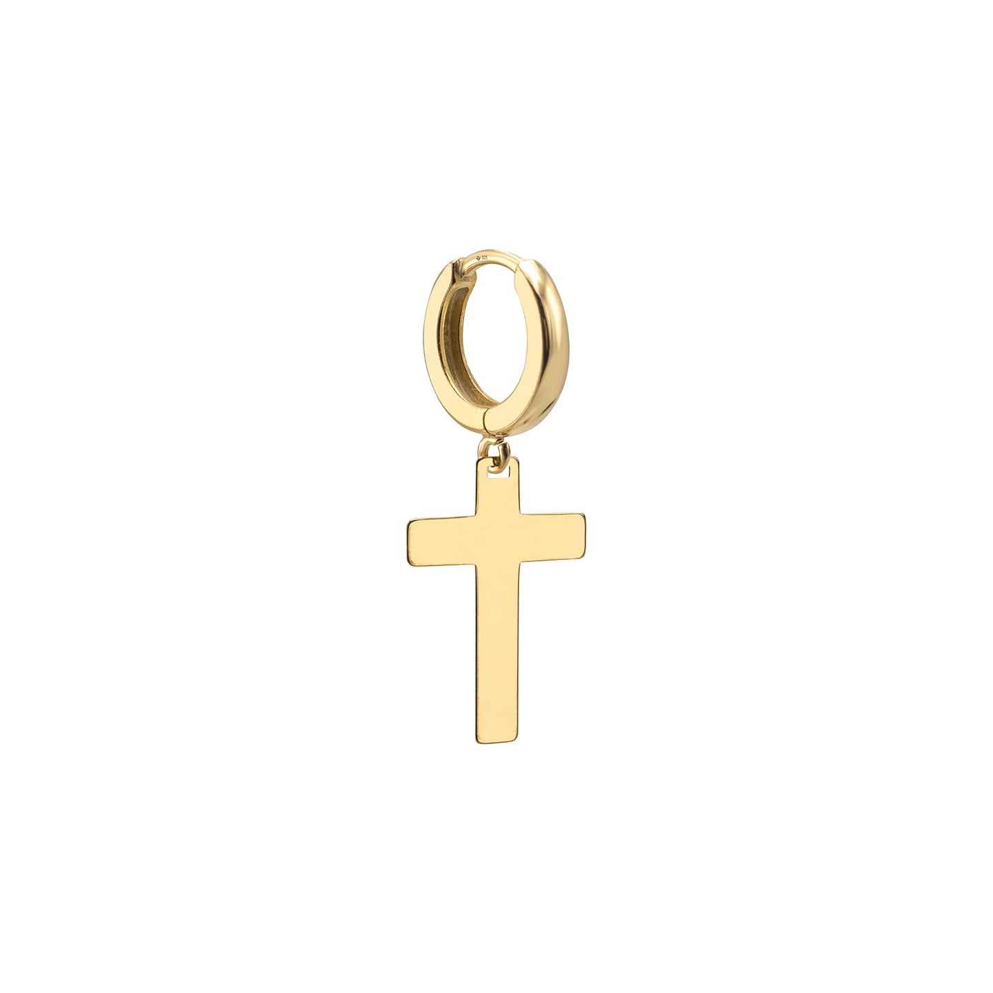 Cercel cruce argint Faithful - placat aur galben 18K