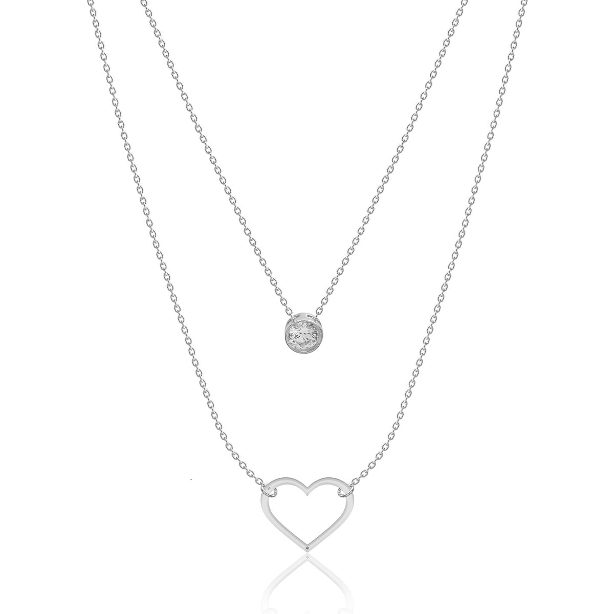 Lantisor dublu argint Crystal Heart