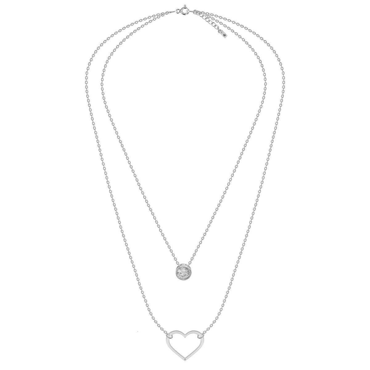 Lantisor dublu argint Crystal Heart
