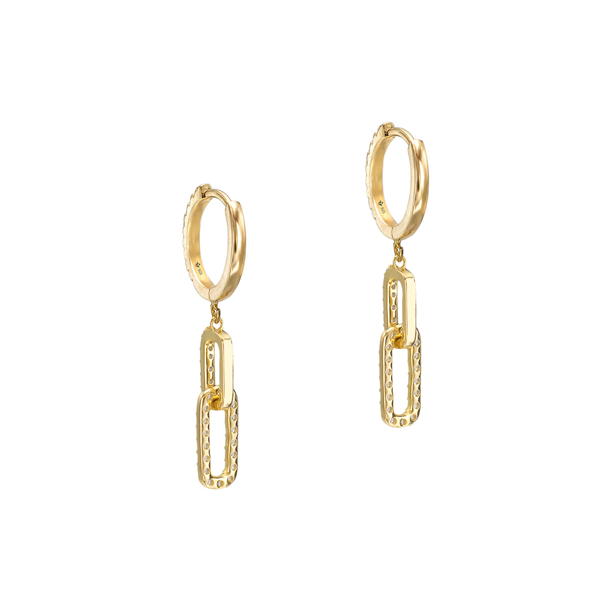 Cercei argint cu pietre zirconiu Can't Forget - placati aur galben 18K