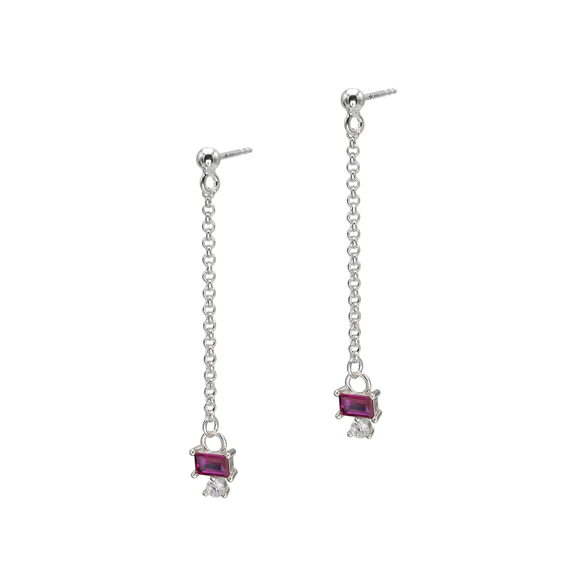 Cercei lungi argint cu pietre zirconiu Unique Magenta
