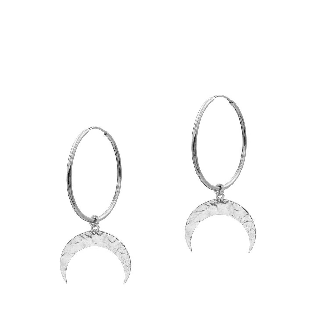 Cercei rotunzi argint creole Moon Shade