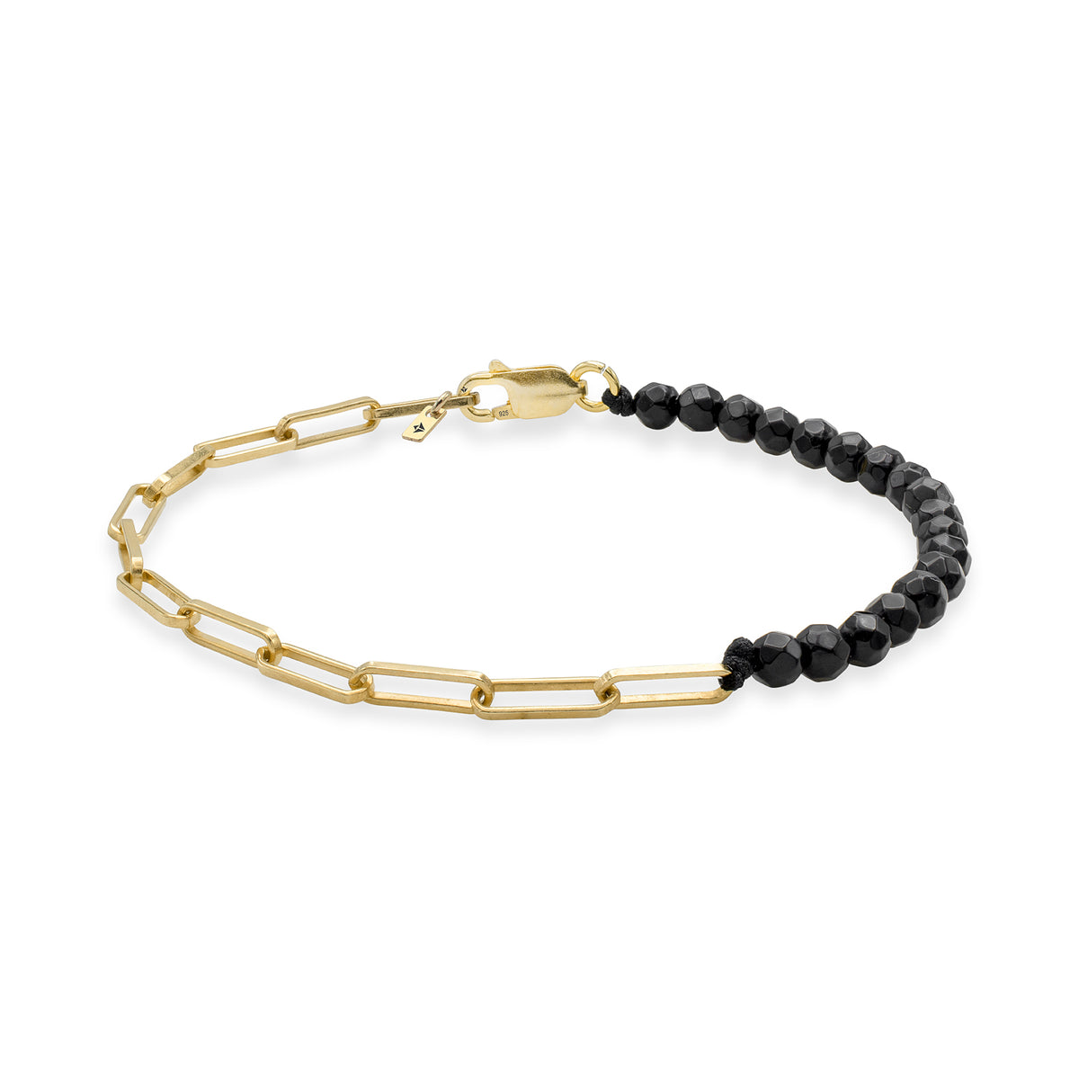 Bratara lant argint si onix My Way - placata aur galben 18K