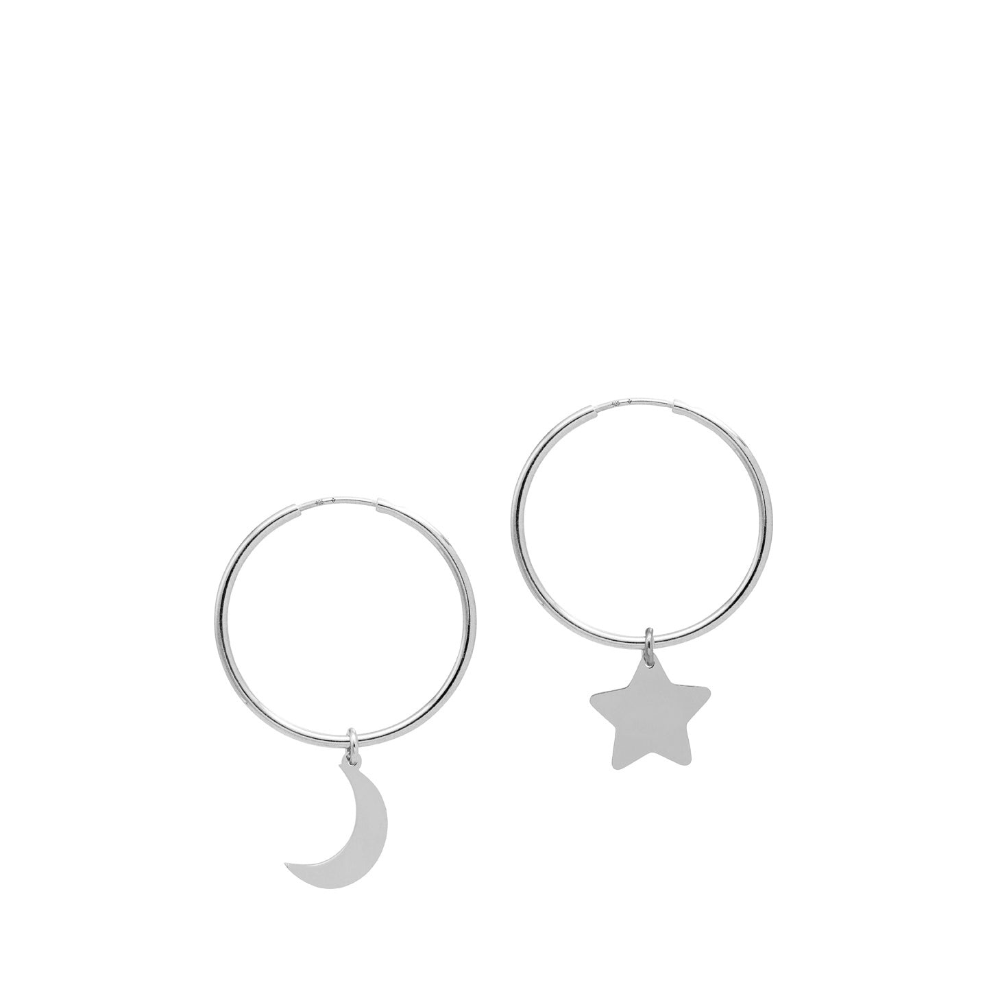 Cercei rotunzi argint creole Moony Star