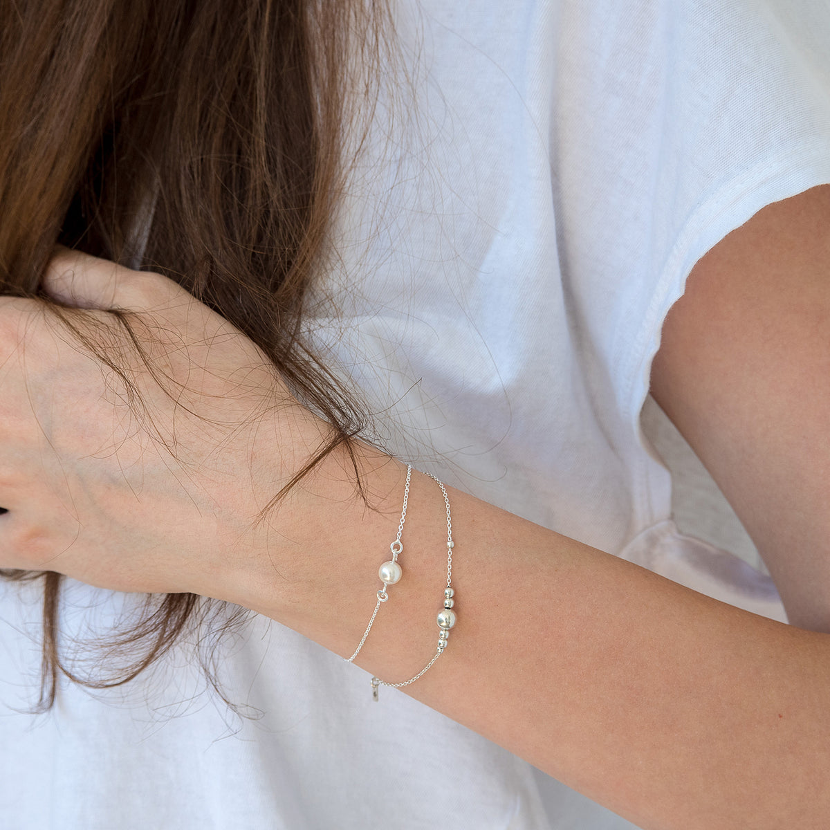 Bratara argint cu perla My Precious - placat aur galben 18K