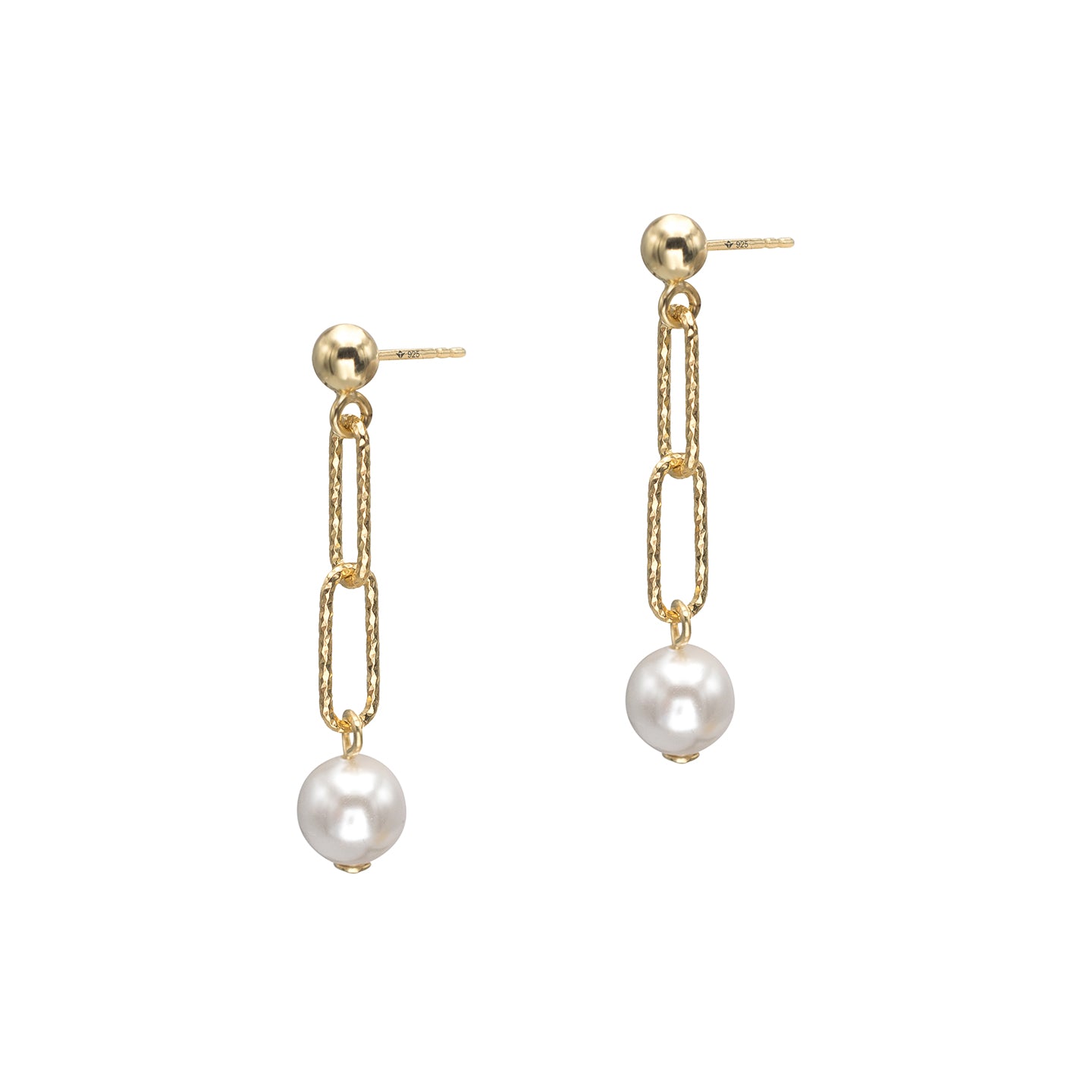 Cercei argint cu perle Masiv Hardwear Pearl - placati aur galben 18K